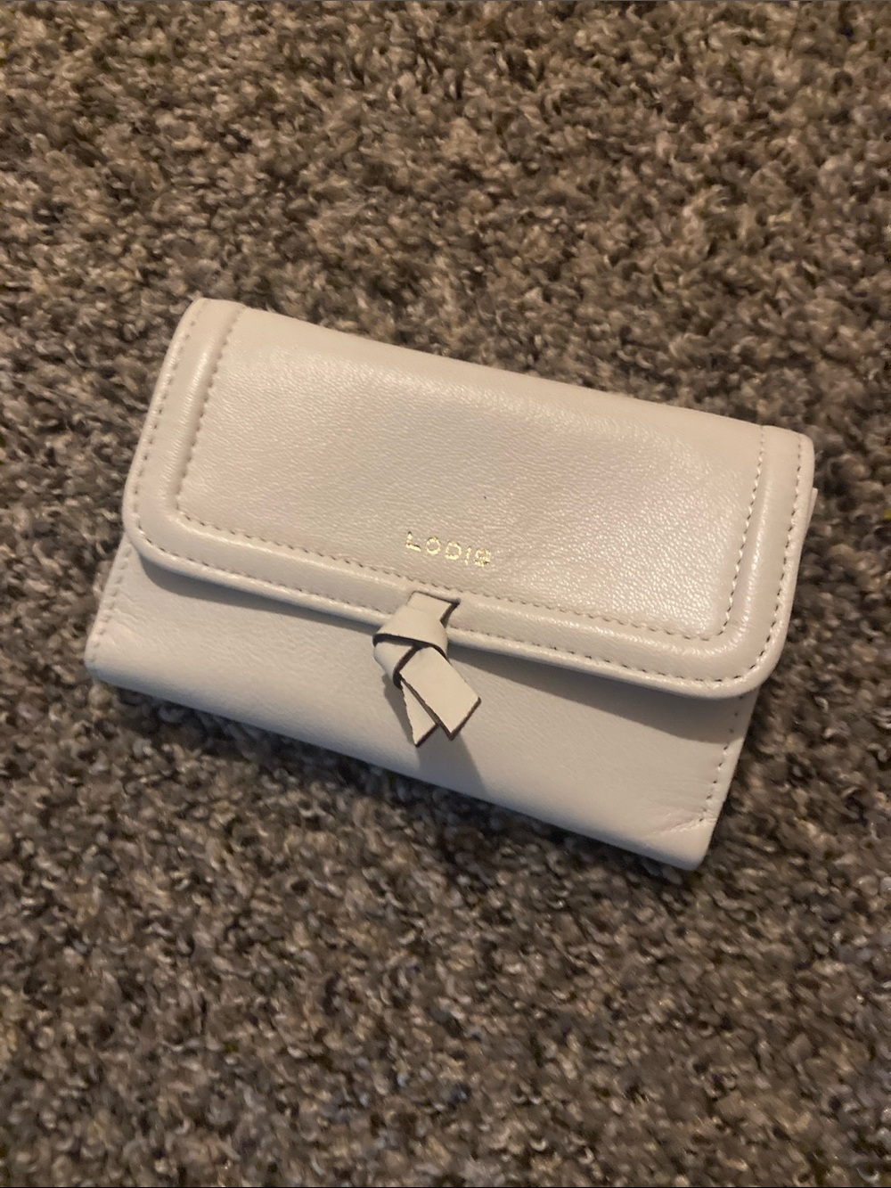 Lodis Cream Leather Folding Card Wallet